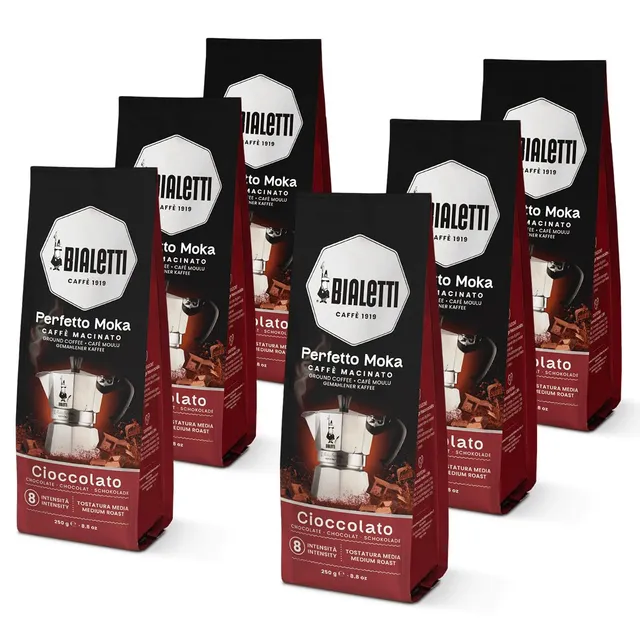 bialetti-perfetto-moka-cioccolato-gemahlener-kaffee-250g-x-6-schoko image 1