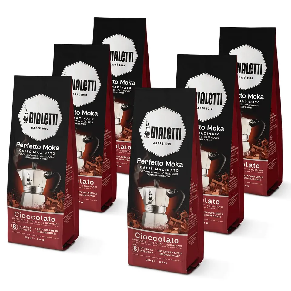 bialetti-perfetto-moka-cioccolato-gemahlener-kaffee-250g-x-6-schoko image 1