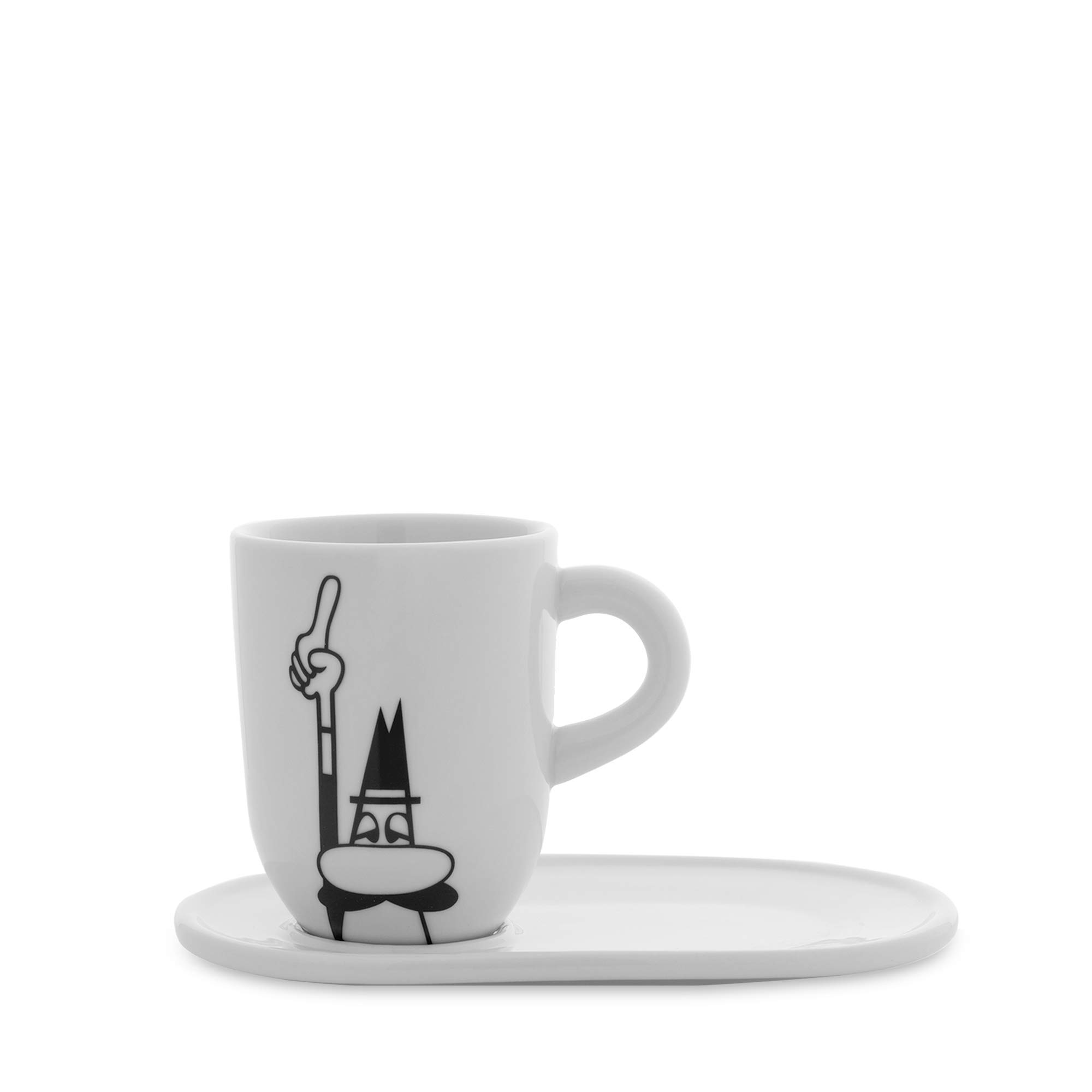 bialetti-omino-tasse-mit-untertasse-340-ml-porzellan-wei-schwarz image 1