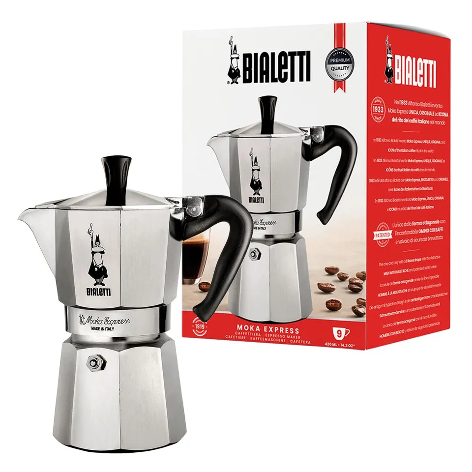 bialetti-moka-express-espressokanne-9-tassen-420-ml-aluminium-silber image 1